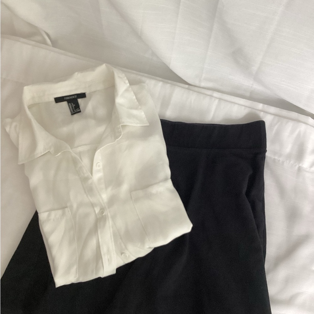 Forever 21 Classic White Shirt and black skirt